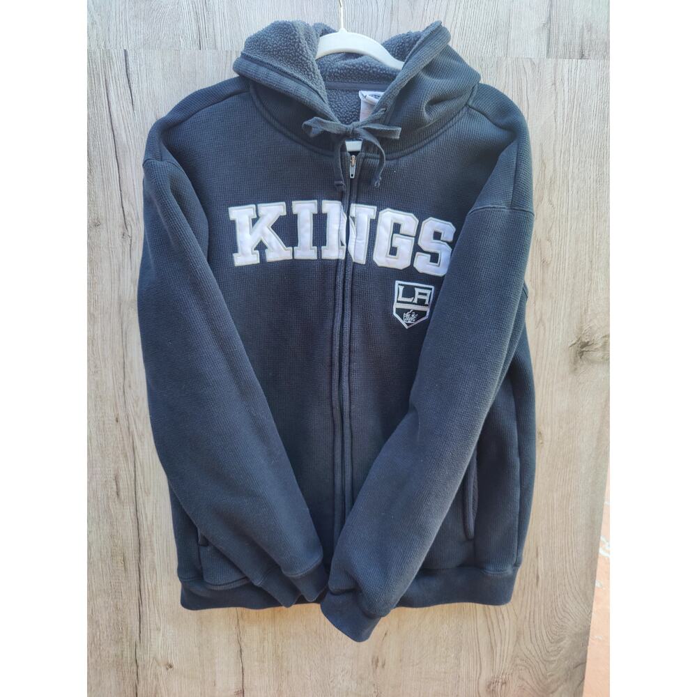 Y2K Kings Sherpa-lined Heavyweight black hoodie Grunge Faded Thrashed  L‎